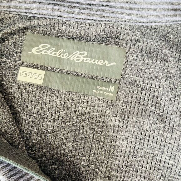Eddie Bauer blue/gray striped lightweight TraVex quarter zip, size M. - Picture 5 of 5